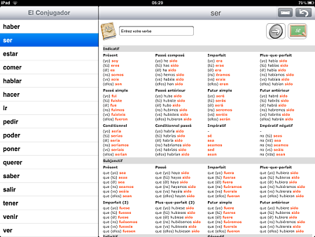 El Conjugador sur iPad