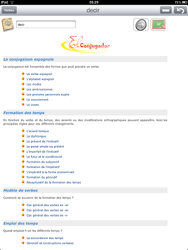 El Conjugador sur iPad
